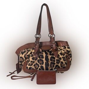 Dolce & Gabbana 2 Piece Extra Large Leopard Shoulder Bag Coin Purse/Wristlet